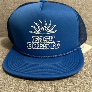 NWT KATIN Blue Trucker Hat with White